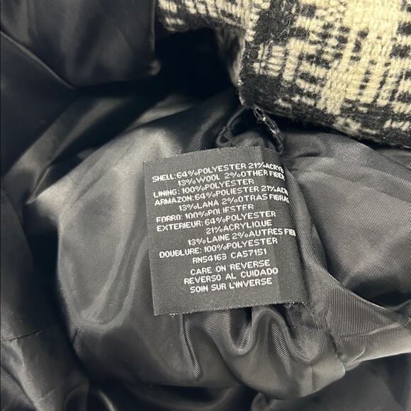 Kenneth Cole Moto Style Plaid Wool Blend Full Zip Knee Length Coat Women’s Small - Picture 10 of 11